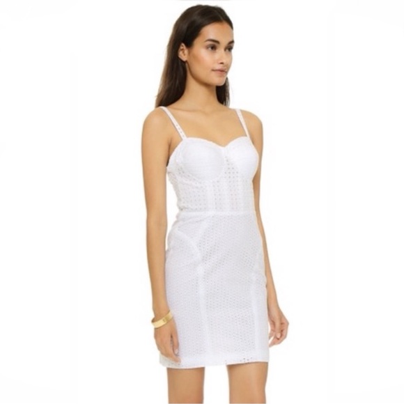 Rebecca Minkoff White Eyelet Lace Bustier Claudia Dress Sz L - Picture 1 of 14